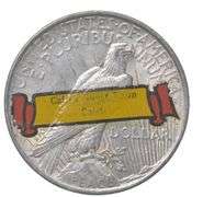 1922 Peace Silver Dollar Stickered Back Calico Ghost Town