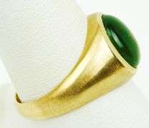 Vintage 14K Jade Ring, Size 9.25