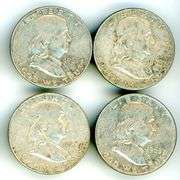 4 Different Silver Franklin Half Dollars 1961-D-1963-D