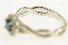 14K White Gold Natural Sapphire Diamond Halo Engagement Ring
