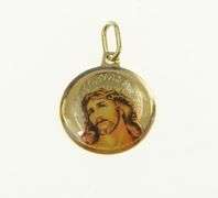10K Yellow Gold Enamel Jesus Christian Crown Of Thorns Charm/Pendant