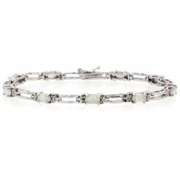 Sterling Silver Created White Opal Bracelet