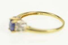 10K Yellow Gold Oval Sapphire Diamond Accent Classic Ring