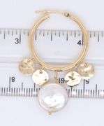 Elegant Yellow Gold Coin Pearl Dangle Earrings