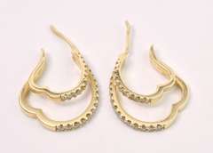 Lovely Heart Diamond Earrings In 14K Yellow Gold