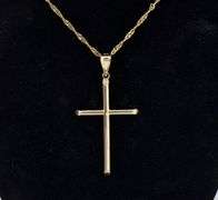 Sturdy Cross Pendant Necklace In 14K Yellow Gold