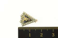 10K Yellow Gold Victorian Seed Pearl Stag Enamel Lapel Pin/Brooch