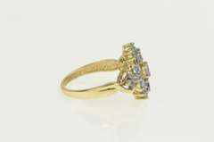 10K Yellow Gold Oval Tanzanite Diamond Cluster Statement Ring