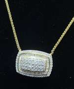 BAGUETTE AND ROUND DIAMOND RECTANGLE PENDANT NECKLACE IN 14K YELLOW GOLD (3.50 c.t. t.w.)