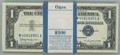 Consecutive Superb Gem CU original banded pack of 100 1957 $1 Silver Certs
