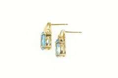 14K Yellow Gold Blue Topaz Diamond Accent Classic Stud Earrings