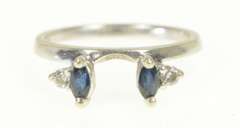 14K White Gold Sapphire Diamond Wrap Wedding Band Ring