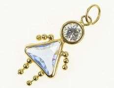 14K Yellow Gold Birthstone Baby September Sim. Sapphire Charm/Pendant