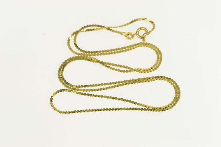 14K Yellow Gold 1.5mm Serpentine Chain Flat Wavy Link Necklace