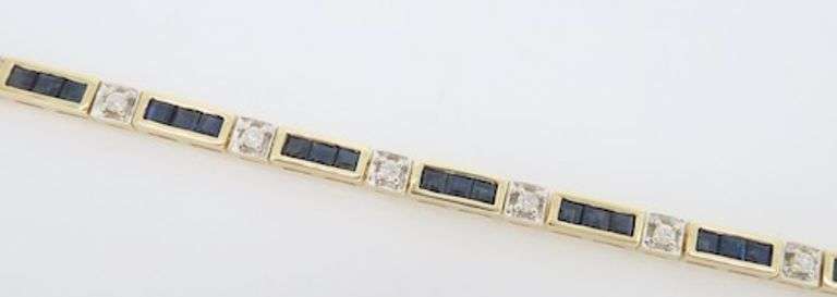 Blue Sapphire & Diamond Tennis Bracelet
