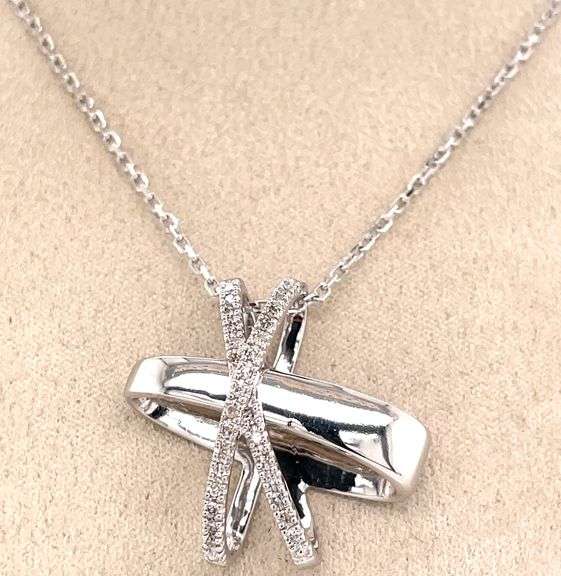 14K WHITE GOLD CHARM NECKLACE WITH DIAMONDS