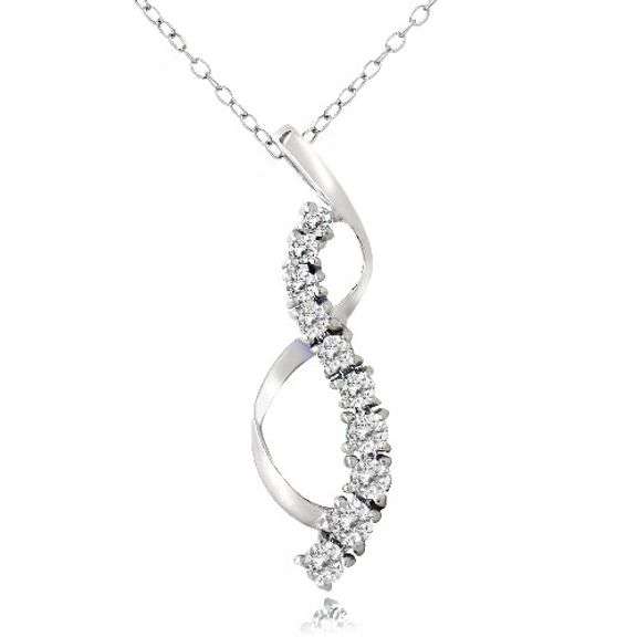 White Topaz Journey Necklace in Sterling Silver