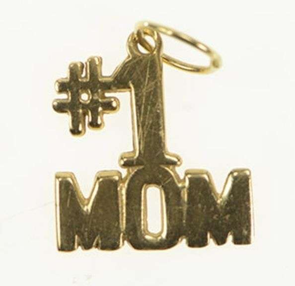14K Yellow Gold #1 Number One Mom Mother's Day Charm/Pendant