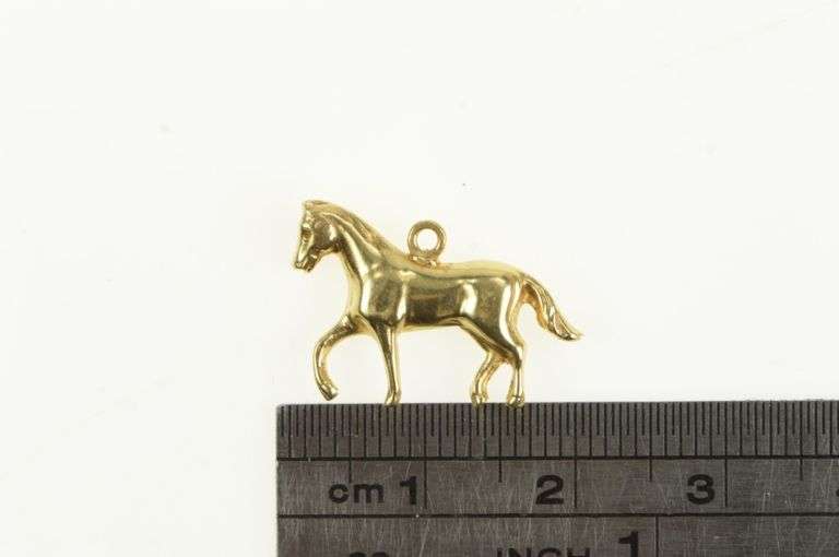 14K Yellow Gold 3D Horse Animal Equestrian Polo Racing Charm/Pendant