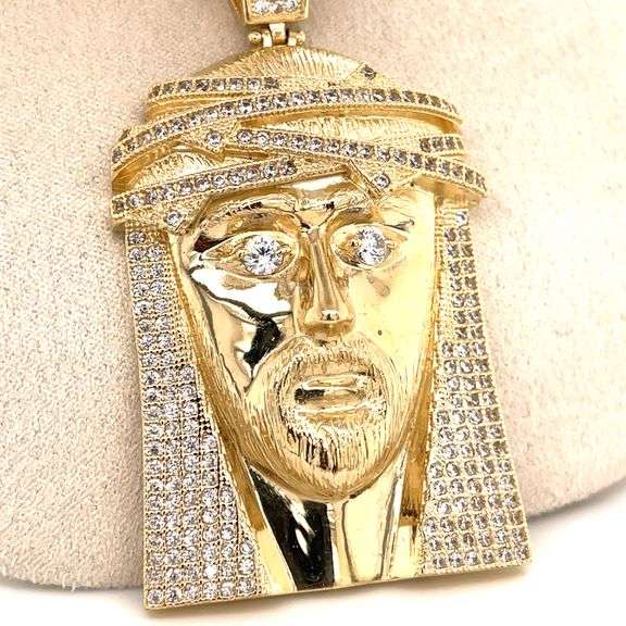 14K YELLOW GOLD JESUS FACE CHARM WITH CHAIN