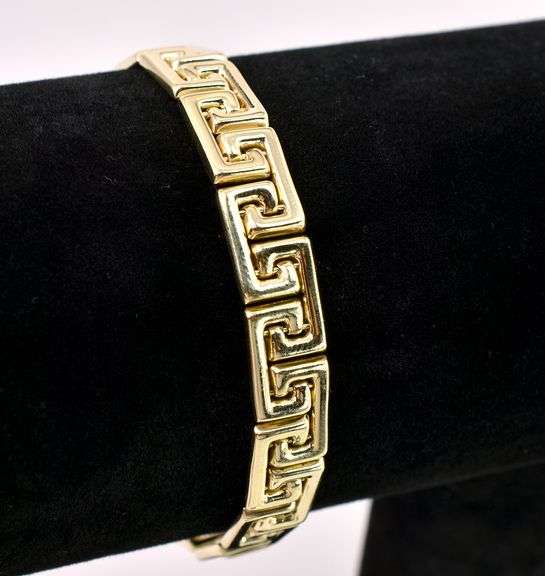 Marvelous Greek Key Link Bracelet In 14K Yellow Gold