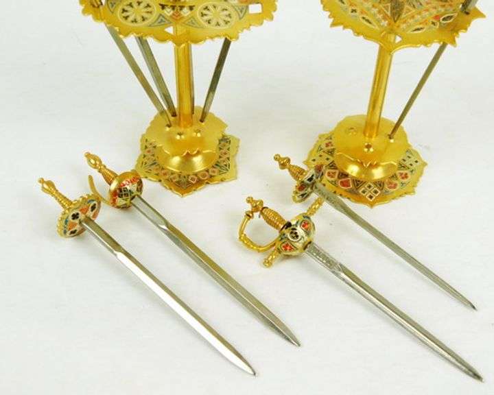 2 Spanish Damascene H'dourves Appetizer Sets