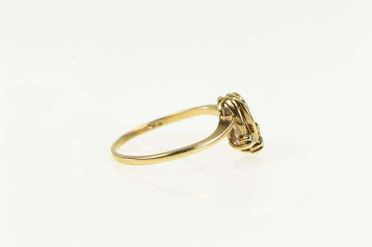 10K Yellow Gold Vintage Diamond Curved Cluster Statement Ring