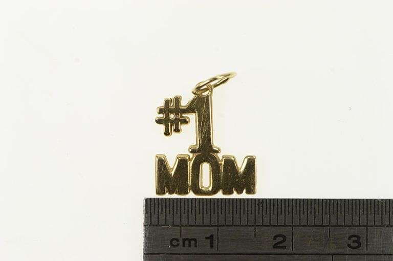 14K Yellow Gold #1 Number One Mom Mother's Day Charm/Pendant