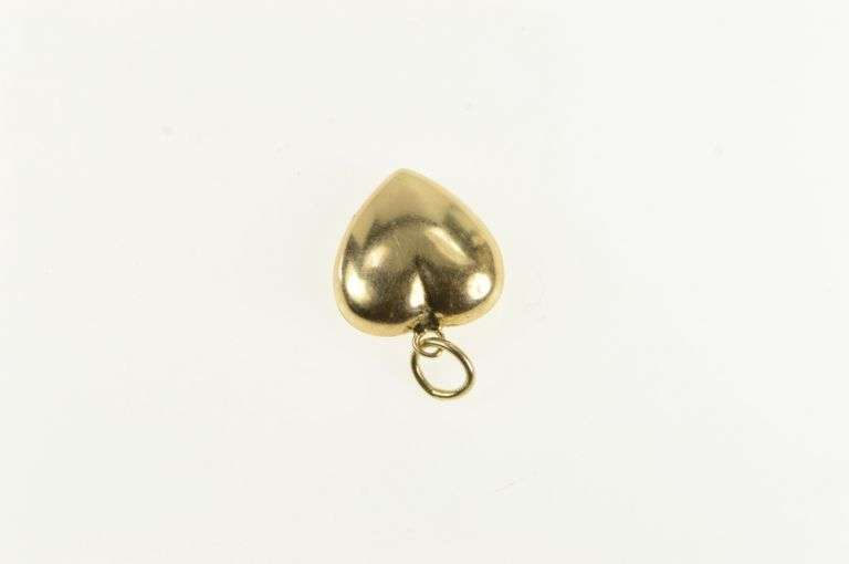 14K Yellow Gold Puffy Vintage Classic Heart Love Symbol Charm/Pendant