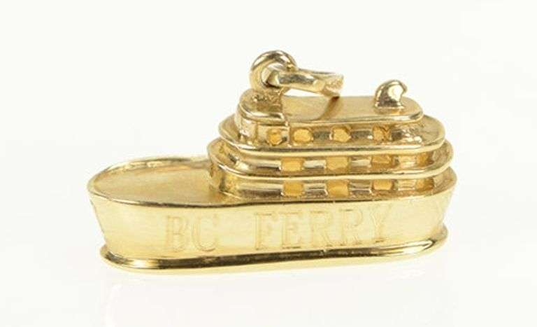 14K Yellow Gold BC Ferries British Columbia Ferry Boat Charm/Pendant