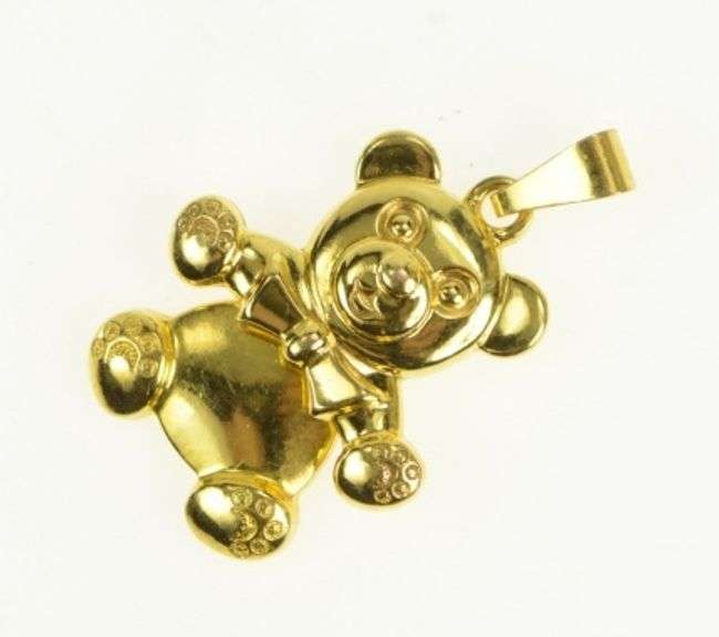 8K Yellow Gold High Relief Teddy Stuffed Animal Kids Charm/Pendant