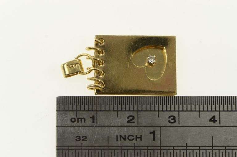 14K Yellow Gold Diamond I Love You Articulated Note Pad Charm/Pendant