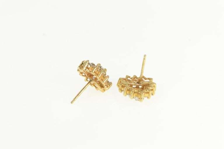 14K Yellow Gold Heart Cubic Zirconia Cluster Valentine Stud Earrings