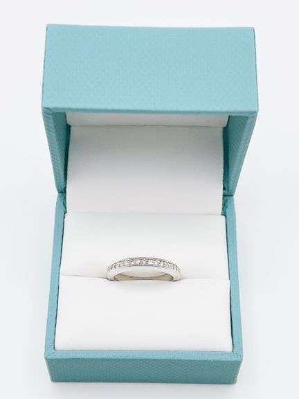 14kt Solid White Gold Diamond Band