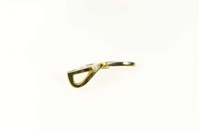 14K Yellow Gold Two Tone Diamond J Cursive Monogram Loop Pendant