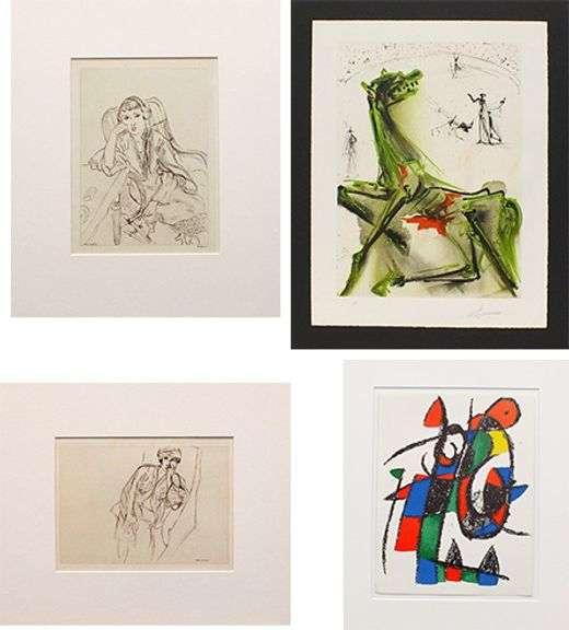 Art selection including Miro, Matisse & Salvador Dali