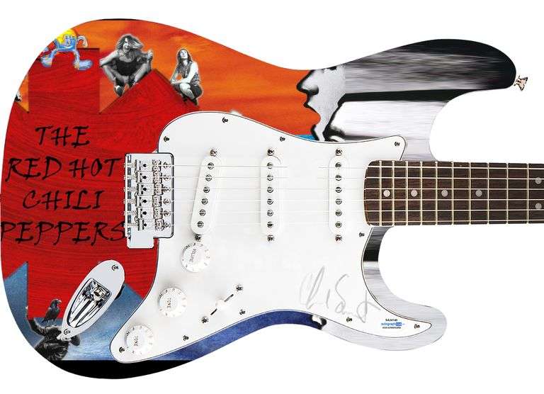The Red Hot Chili Peppers Chad Smith Signed 1/1 Graphics Guitar ACOA