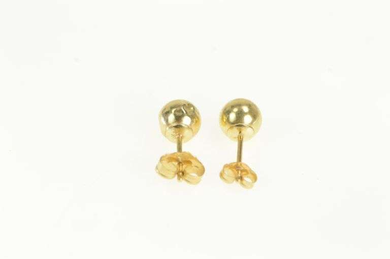 14K Yellow Gold 6.0mm Round Ball Sphere Vintage Stud Earrings