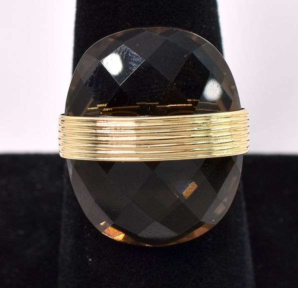 Impressive Smoky Quartz Ring In 14K Yellow Gold