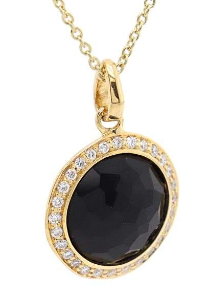 Ippolita Lollipop Black Onyx and Diamond Small Pendant Necklace in 18K