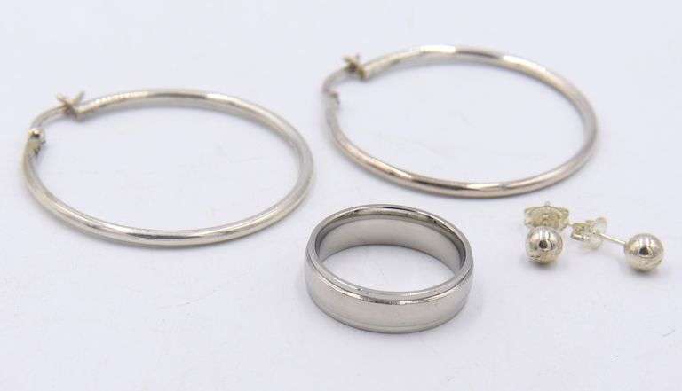 Set of Hoop Earrings, 5mm Stud and Band