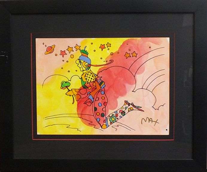 Peter Max, Original painting, mixed media on paper.