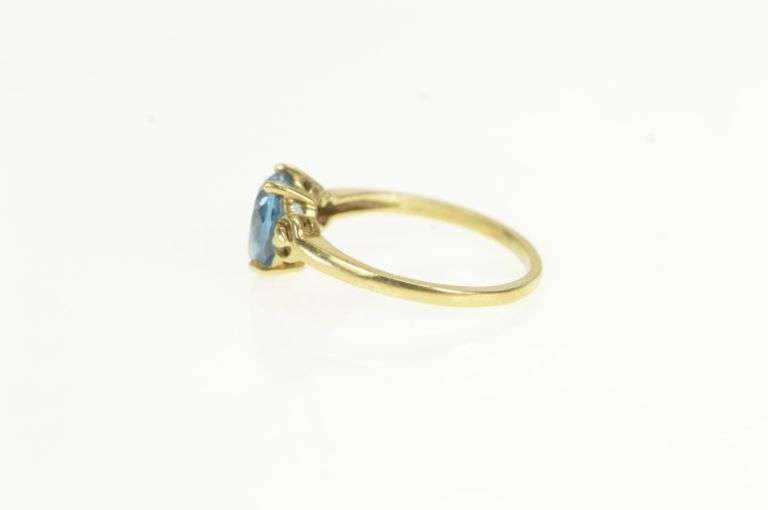 14K Yellow Gold Heart Blue Topaz Victorian Love Symbol Classic Ring