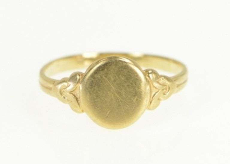 14K Yellow Gold Round Flower Accent Classic Vintage Ring