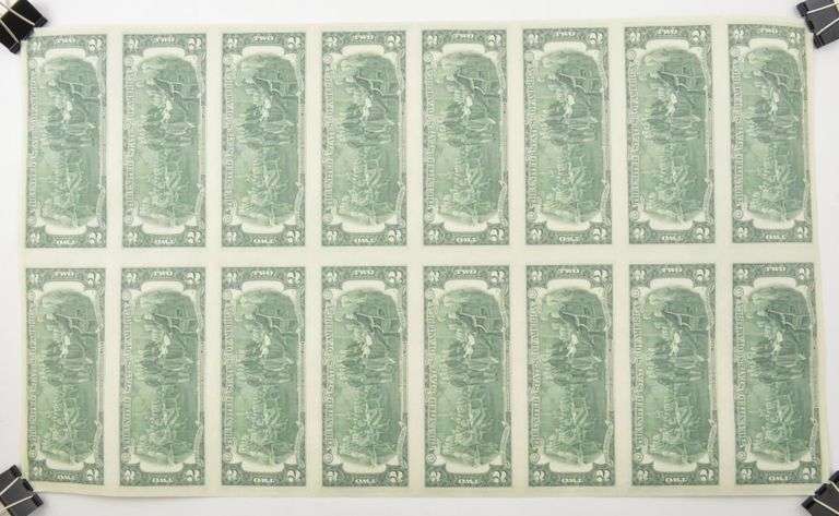 Lot (16) 1976 Star Error $2 Chicago, IL United States FRN Uncut Sheet