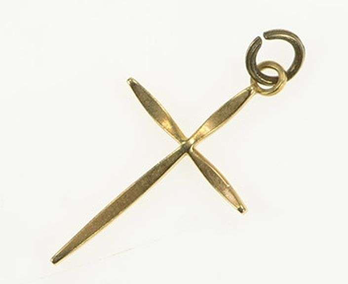 14K Yellow Gold Curved Christian Faith Symbol Classic Charm/Pendant