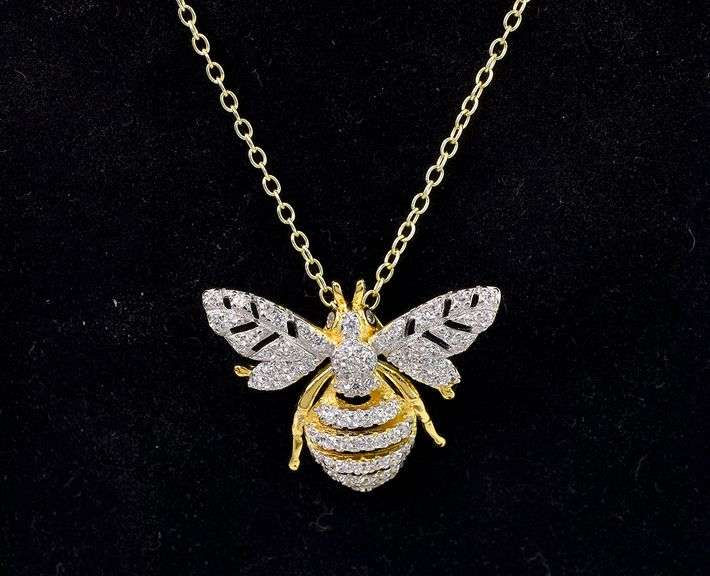 Vermeil Bumblebee Pendant Necklace In Sterling Silver