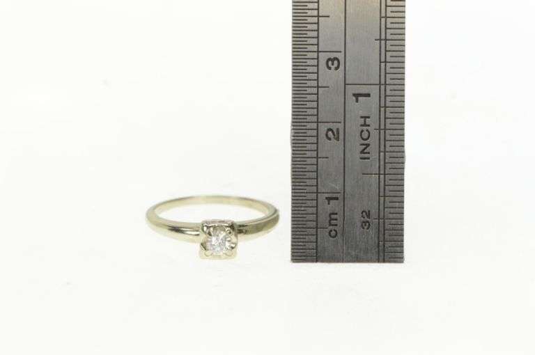 14K White Gold 1950's 0.15 Ct Diamond Solitaire Engagement Ring