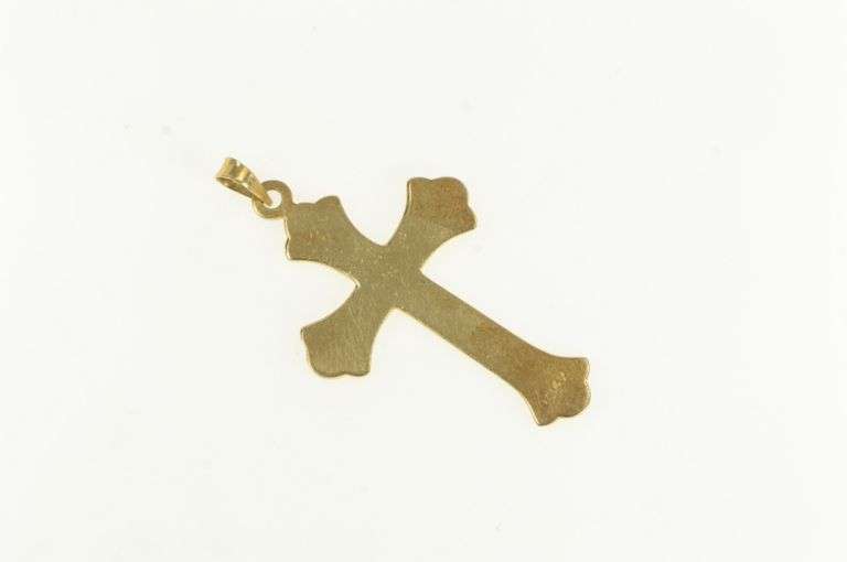14K Yellow Gold Ornate Cross Scroll Design Faith Symbol Pendant