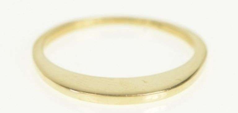 14K Yellow Gold Stackable Flattened Design Statement Band Ring